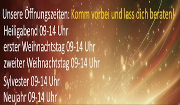 Öffnungszeiten zu Weihnachten und dem Jahreswechsel